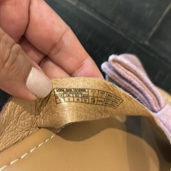 Ugg Dusty Pink Bow Suede Leather Slip On Spring Summer Sandals 5 - Picture 5 of 7